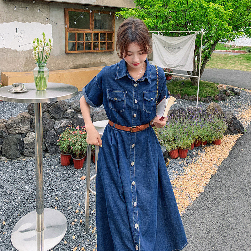 【现货！！夏新】071P115K1582025夏季新款中长款牛仔连衣裙,女装连衣裙,2C037