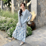 温柔系穿搭镂空针织上衣半身裙套装女春季2026新款绝美减龄两件套，女装套装/套裙，2C159