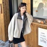 2026秋季新款韩系格子夹克假两件短款外套上衣女，女装短外套，2C159