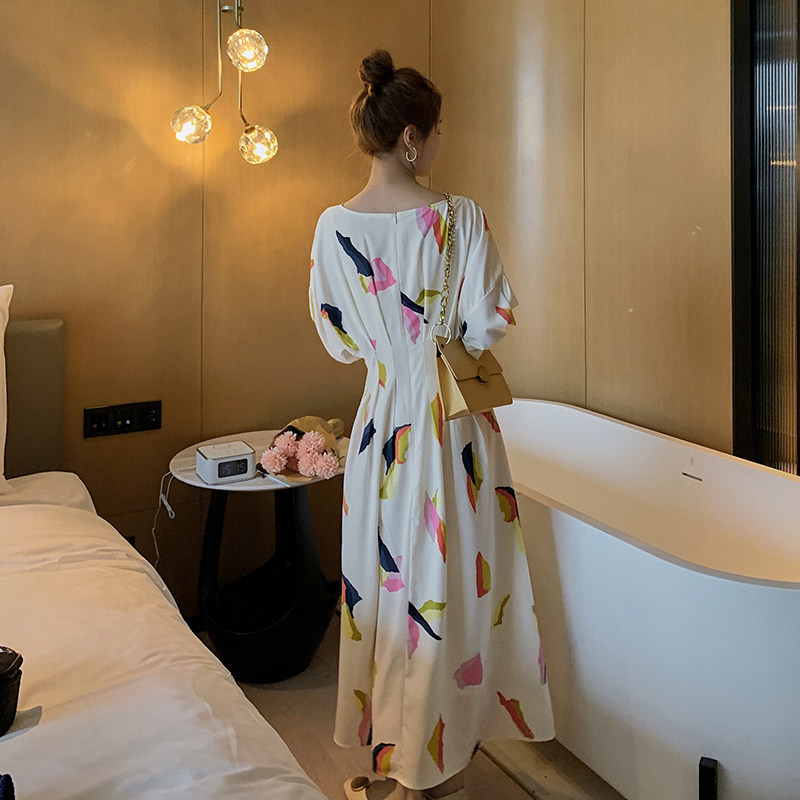 【现货+买家秀】C037-6102-P95-K148夏季圆领中长款连衣裙女,女装连衣裙,2C037