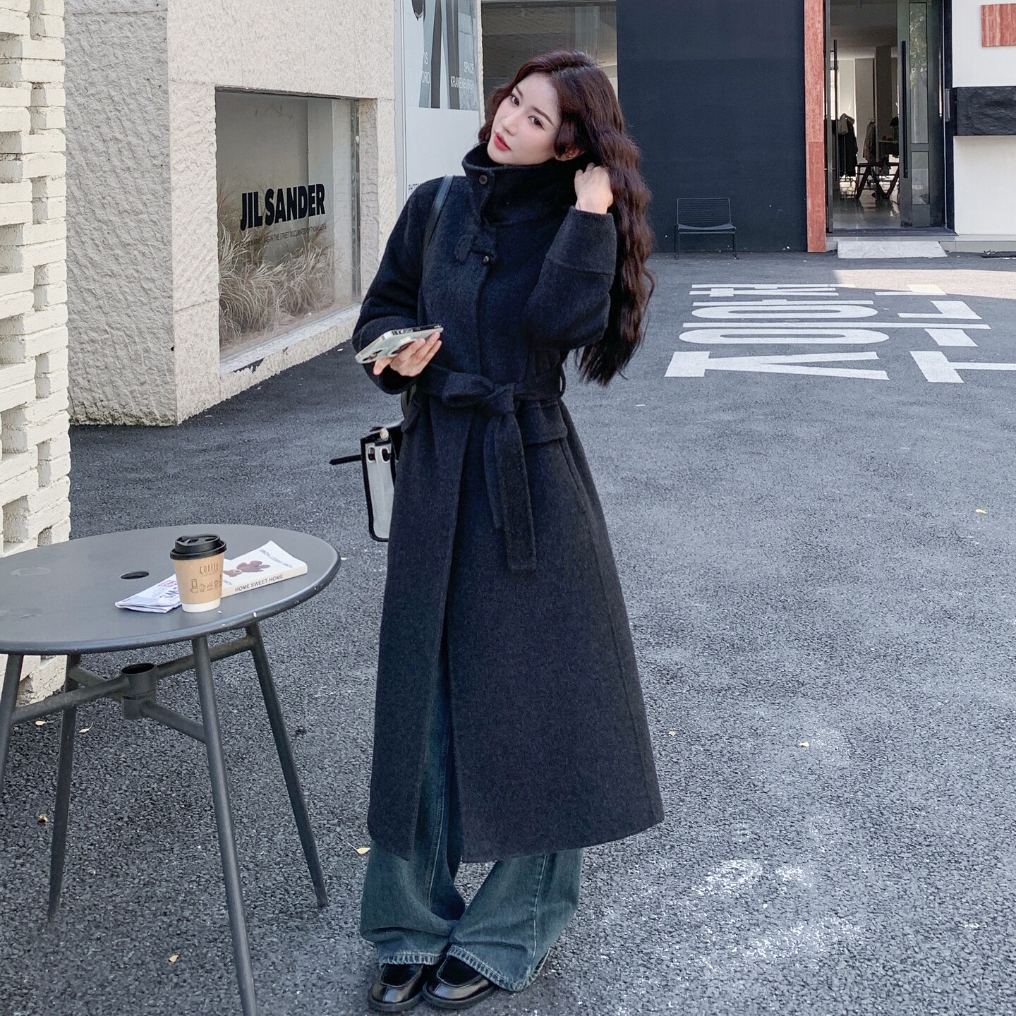 【】新品高级双面羊毛大衣长款2C081-8311P295K458,女装毛呢外套,2C081