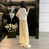 高级感时尚潮流套装女夏新款宽松圆领卡通印花上衣工装长裤两件套，女装套装/套裙，2C310