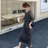 早秋新款韩版时尚气质百搭显瘦针织衫女气质吊带连衣裙两件套装，女装套装/套裙，2C166