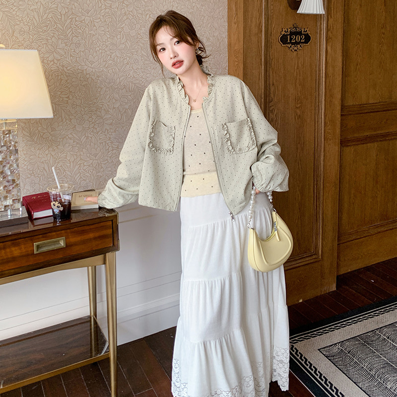小香风花边波点短外套女春秋2025新款小个子上衣甜美气质减龄爆款图片