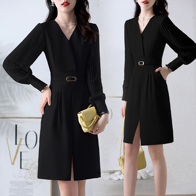 秋季女2025年新款连衣裙显瘦气质法式A字裙子赫本早秋，女装连衣裙，自然秀,女装连衣裙,自然秀