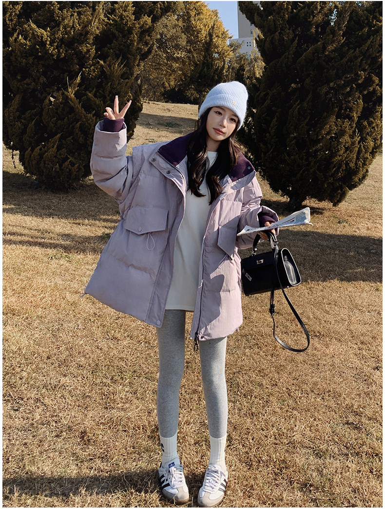 高级感超好看多巴胺淡紫色羽绒服女冬2026年新款流行韩版宽松外套,女装羽绒服,2C159