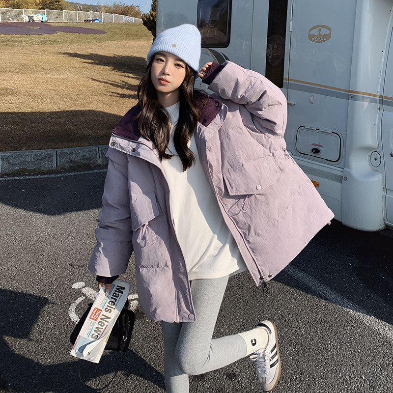 高级感超好看多巴胺淡紫色羽绒服女冬2026年新款流行韩版宽松外套,女装羽绒服,2C159