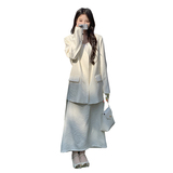 法式气质V领西装外套时尚套装女2025夏季新款高级感半身裙两件套，女装套装/套裙，2C212