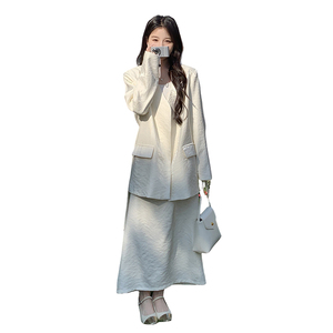 法式气质V领西装外套时尚套装女2025夏季新款高级感半身裙两件套图片