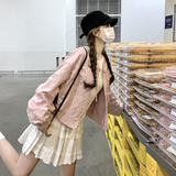 粉色国风亮片刺绣棒球服外套女春秋新款高级感甜酷风休闲夹克上衣，女装短外套，2C087
