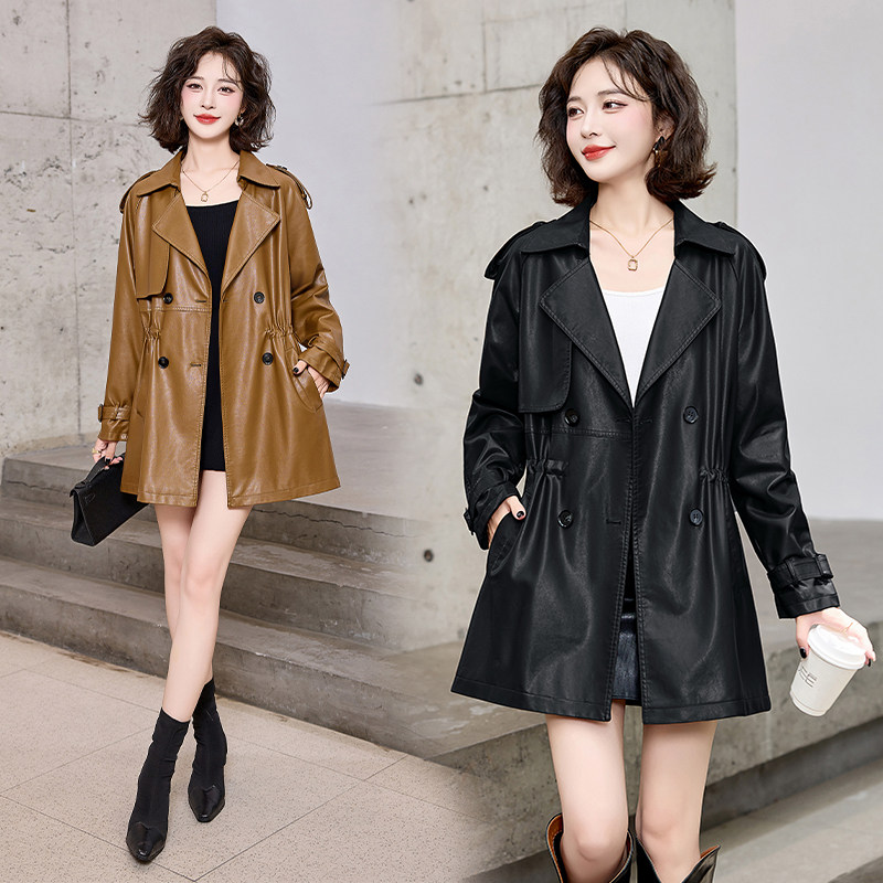 吾爱衣8601款小皮衣外套女中长款休闲宽松收腰机车皮夹克上衣,女装皮衣,吾爱衣