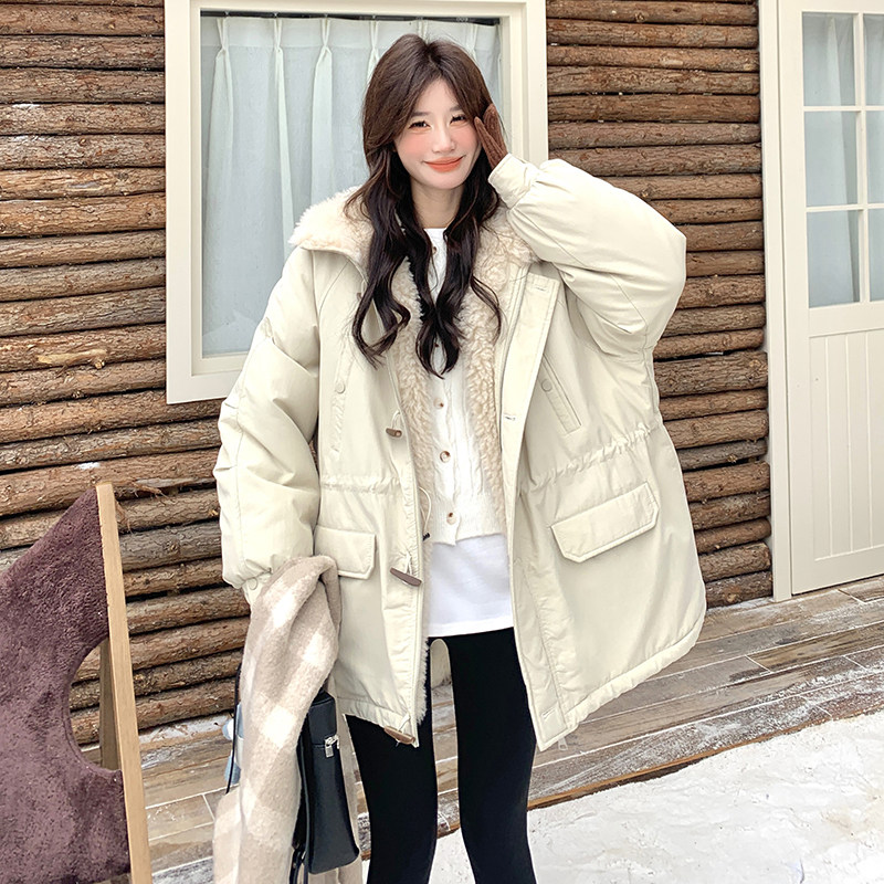 现货牛角扣加厚羊羔毛连帽休闲派克服5832-P275-K408,女装派克服,2C159