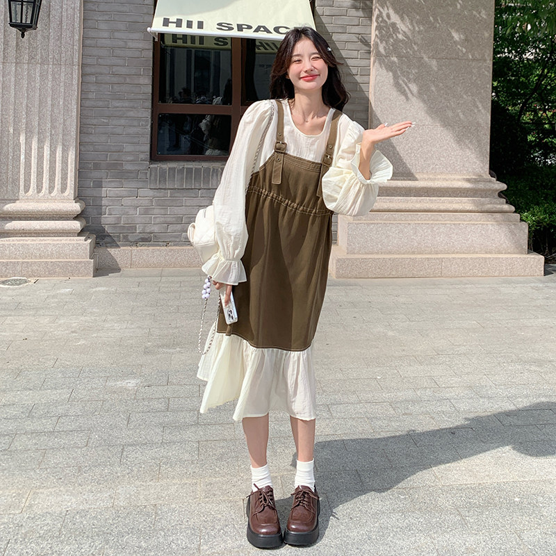2025新款秋装假两件连衣裙8052-P125-188,女装连衣裙,2C299
