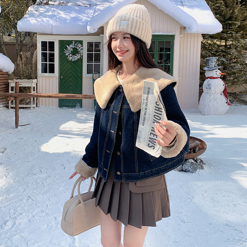 现货冬季新款韩系大翻领牛仔内胆羽绒服2C057-9952-P225-K328,女装羽绒服,2C057