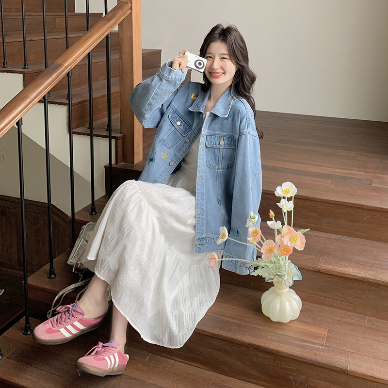 现货主推款刺绣牛仔休闲百搭上衣外套6603-P155-K228,女装短外套,2C259