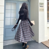 设计感小众吊带连衣裙女秋冬新款韩版时尚气质百搭显瘦格子套装，女装套装/套裙，2C166