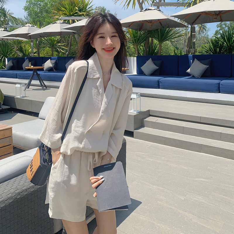 轻熟风西装套装女夏短裤两件套搭配一整套气质穿搭高级感洋气减龄,女装套装/套裙,2C016