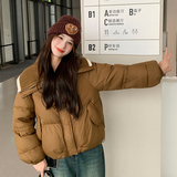 现货90%白鸭绒翻领撞色2024羽绒服，女装羽绒服，1D066-1