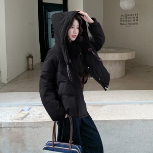韩系连帽撞色羽绒棉服外套女秋冬2025新款设计显瘦棉衣保暖厚棉袄图片