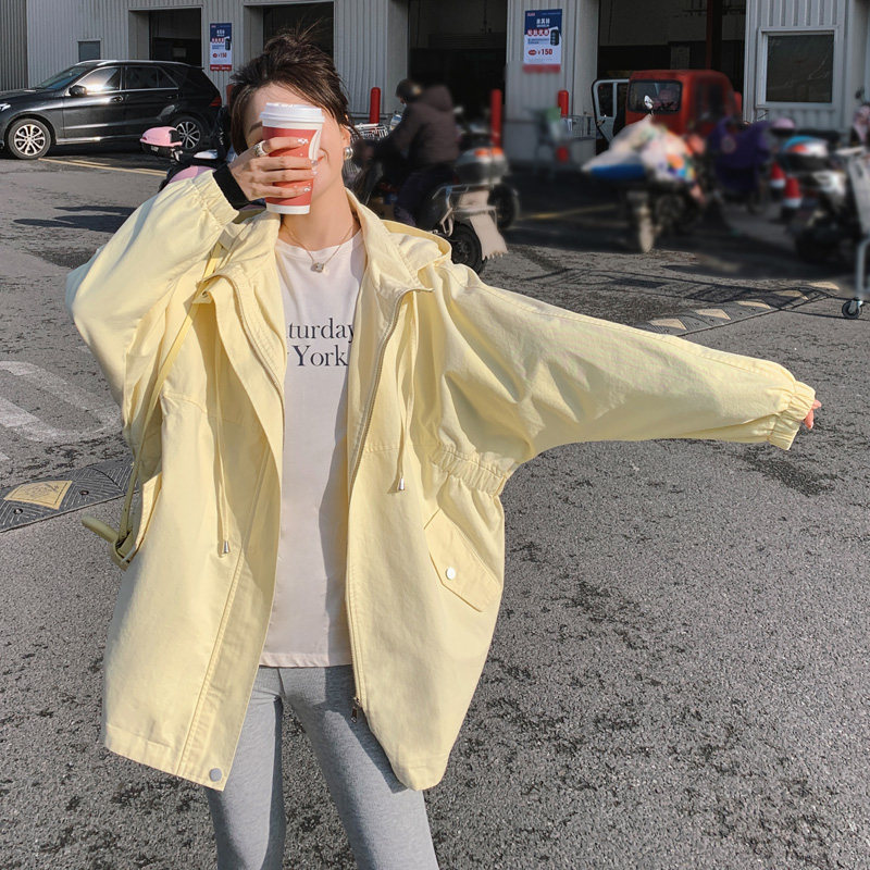 【档口现货】2025新款风衣秋装休闲大码黄色外套B177-P140-K190,女装风衣,2C266
