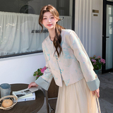 新中式国风蝴蝶提花外套女装2025新款春季高级感复古盘扣上衣潮，女装短外套，2D044