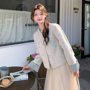 新中式国风蝴蝶提花外套女装2025新款春季高级感复古盘扣上衣潮图片
