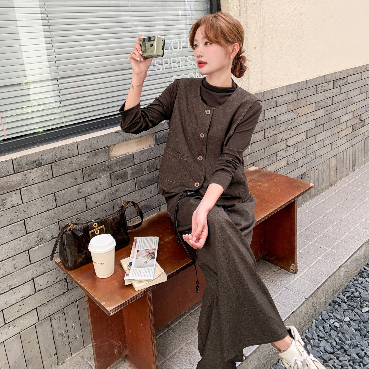 2025秋季新款超火的减龄显瘦套装女高级款上衣马甲阔腿裤三件套潮,女装套装/套裙,2C218