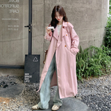 高级小众英伦风粉色风衣外套女春秋2025年超火好看漂亮中长款大衣，女装风衣，2C016