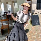 大量现货2025夏季新款假两件横条拼接连衣裙2C098-8911P125K178，女装连衣裙，2C098