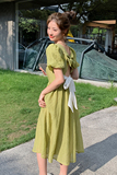 新品主推今年流行夏季漏背绿色连衣裙2C032833P105K158，女装连衣裙，2C032