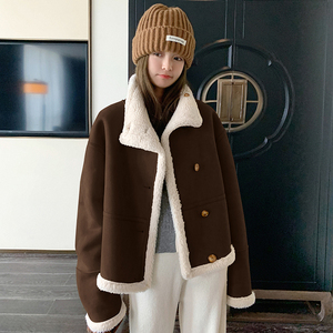 新款现货 牛皮绒皮毛一体两面穿机车服 P185 K278图片