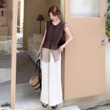 网纱拼接衬衫阔腿裤套装女夏2025新款轻熟小众巨好看两件套爆款，女装连衣裙，2D008