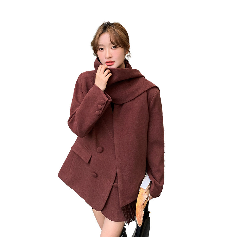 秋冬保暖小西装呢料外套大衣女4328-P165-K238,女装毛呢外套,2C126