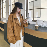 咖色立领皮衣外套女2025年秋季新款时尚超火绝美设计感减龄皮夹克，女装皮衣，2D008