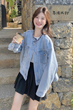 2025超火春装小香风气质高级感圆领牛仔外套女春秋夹克上衣，女装短外套，2C166