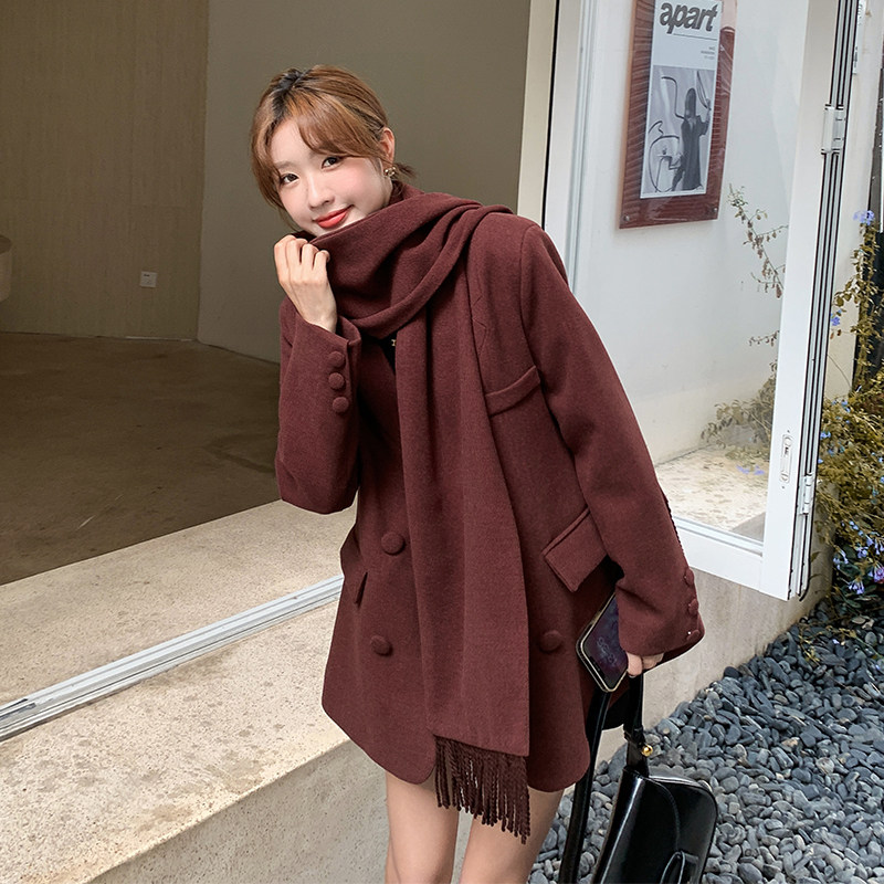 秋冬保暖小西装呢料外套大衣女4328-P165-K238图片