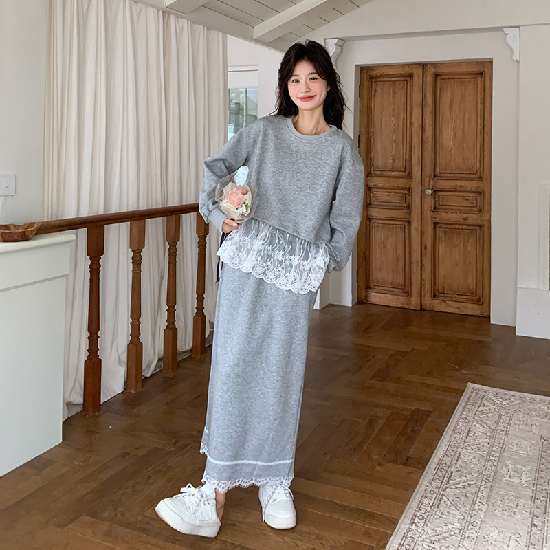 简约通勤老钱风静奢风时尚套装蕾丝秋冬裙子气质秋季春秋显瘦长袖,女装套装/套裙,2C159
