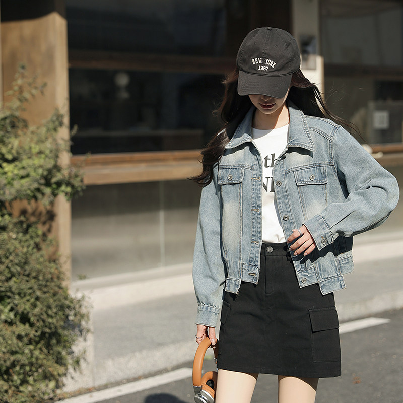【现货，】牛仔短外套1C042-P125-K185,女装短外套,安在秀（1C042）