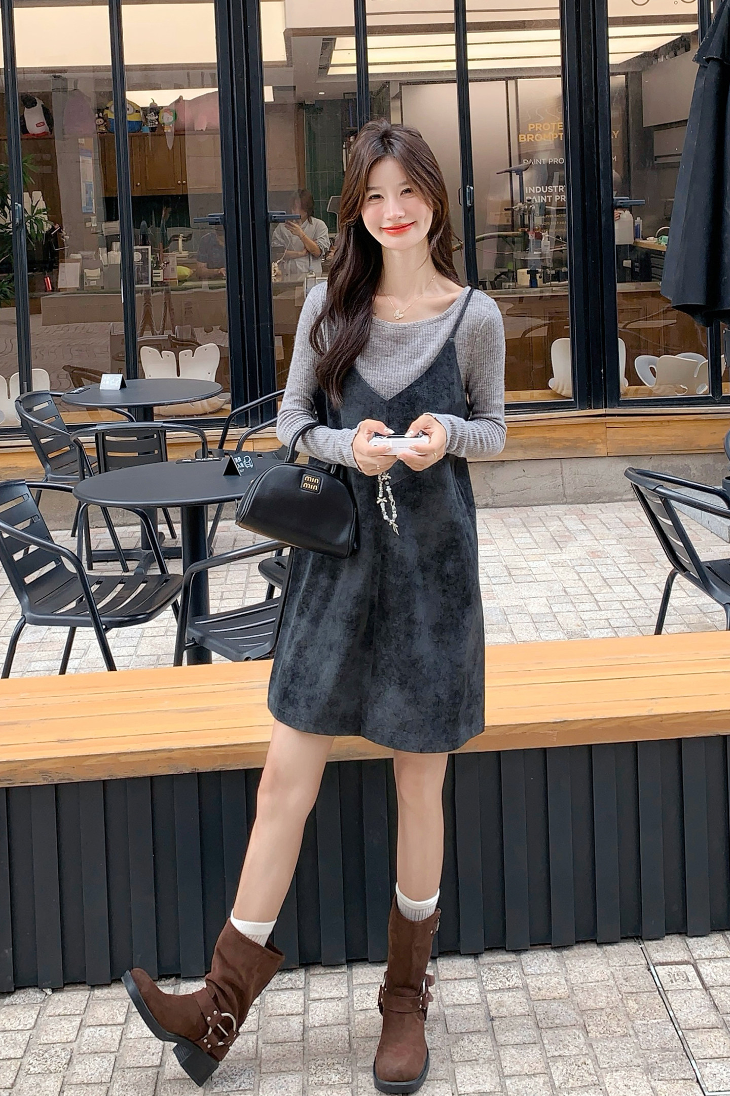 新品现货款号7748PU皮料吊带裙+打底毛衣套装P165K248,女装套装/套裙,2D043