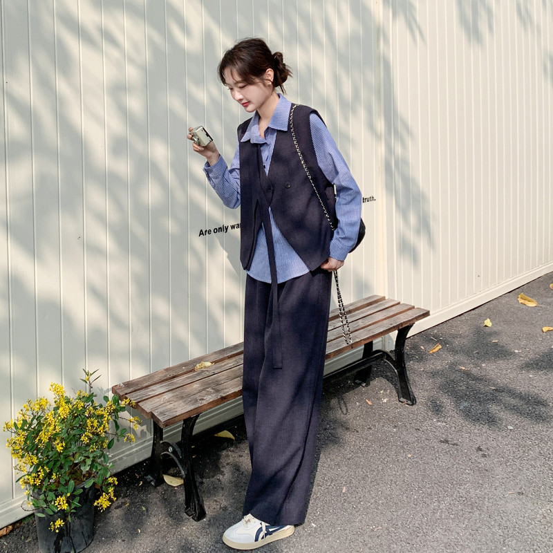 现货！26春装新款三件套衬衫+马甲+裤子2D044-2702-P195-K318,女装套装/套裙,2D044