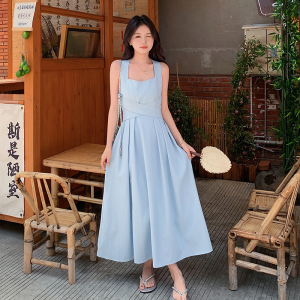 夏款 蓝色连衣裙交叉绑带 2C122-8843-P105-K158图片