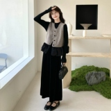 拼接马甲毛衣丝绒半身裙套装女春秋巨好看三件套流行爆款大方得体，女装套装/套裙，2C166