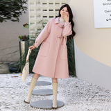 粉色双面羊毛大衣女款2025新款秋冬高级感毛呢小个子加厚羊绒外套，女装毛呢外套，2C291