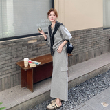 慵懒风宽松披肩灰色卫衣裙两件套休闲套装2B235-9173-P185-K278，女装套装/套裙，2B235