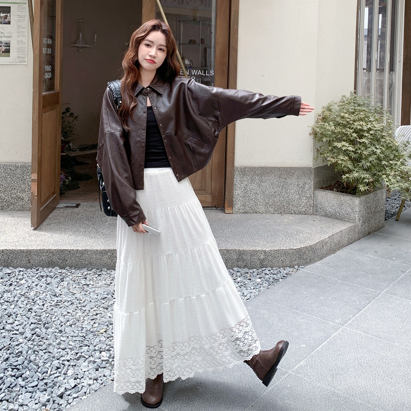 美式短款咖色机车服外套女春秋2025超火好看高级小众皮衣夹克上衣,女装皮衣,2C177