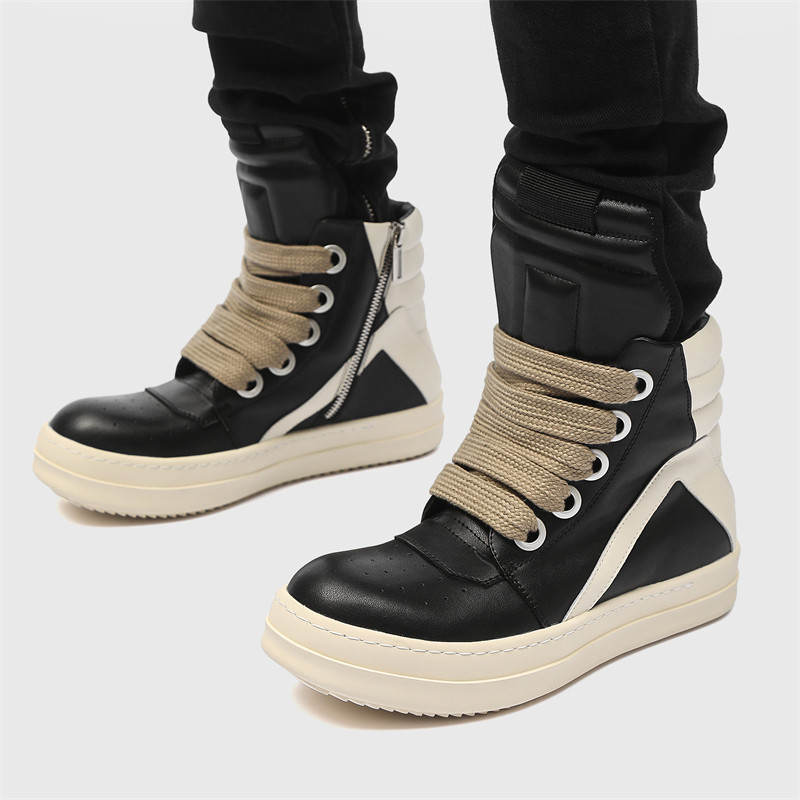 Winter new American retro dark black ro Inverted Triangle High Bunch Shoes Men's Milk Fragrant Bottoms High Street Board Shoes Hot and Hot Pins-Taobao
