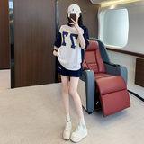 设计感字母印花短袖阔腿短裤两件套女夏季，女装套装/套裙，2C310