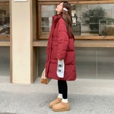 爆款炸街红色羽绒棉服女2025冬季新款港风气质过膝加厚保暖外套潮，女装羽绒服，2C139