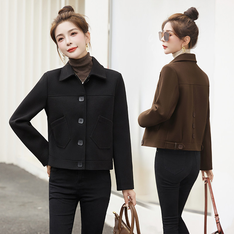 高品质！毛呢外套女新款2025年冬季修身显瘦纽扣短外套，女装毛呢外套，吾爱衣,女装毛呢外套,吾爱衣
