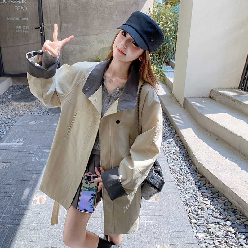 甜美气质显瘦减龄外套女2025春秋季新款韩系高级感慵懒风宽松风衣,女装风衣,2C275
